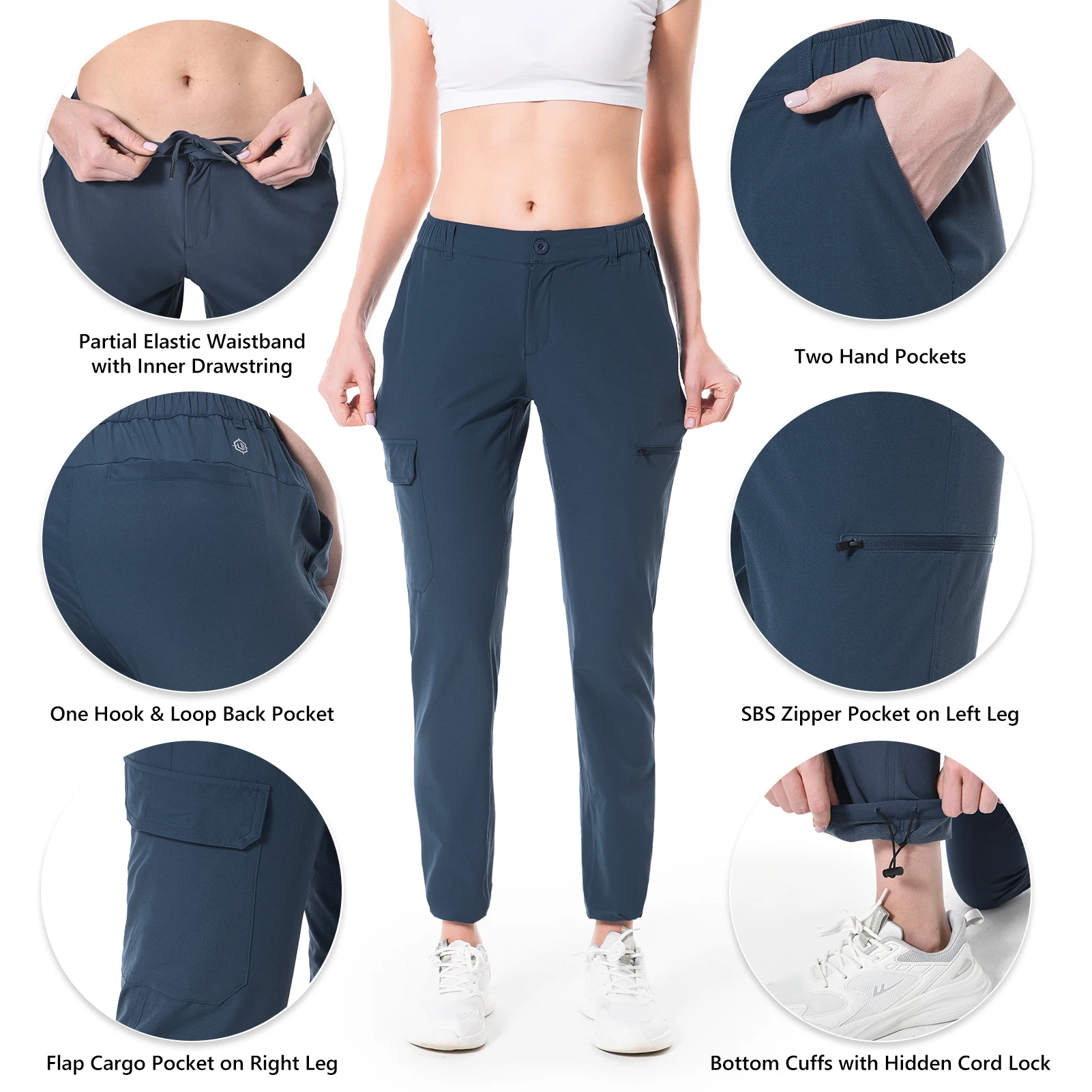Lightbare-pantalones de senderismo ligeros para mujer, pantalones elásticos de secado rápido, resistentes al agua, UPF 50 + con bolsillos, para verano y exteriores - imagen 5