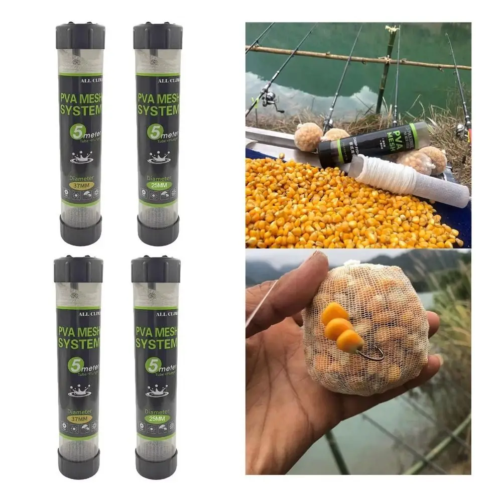 Bolsa de envoltura de cebo Soluble, accesorios de pesca, malla de señuelo PVA portátil, red de repuesto para señuelos de pesca de 5/10M, 18/25/37MM, bolsa de envoltura de cebo - imagen 5