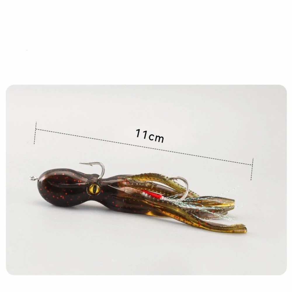 Señuelo de pesca de contrapeso incorporado, 2 uds., 11cm de longitud, 22g de peso, cebo suave, Material de silicona, cebos de pulpo de cola larga
