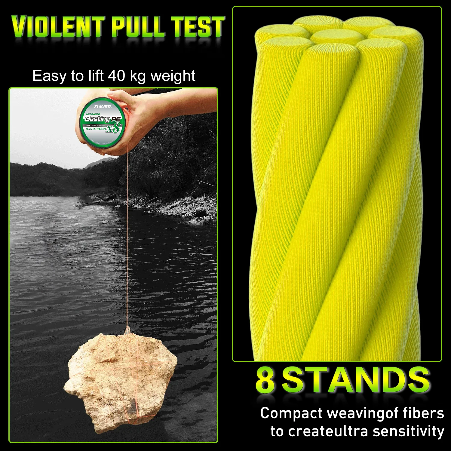 ZUKIBO-sedal de pesca de agua salada, sedal de 8 hebras, multifilamento suave, superfuerte, trenzado, PE, 1000M, 2000M - imagen 2
