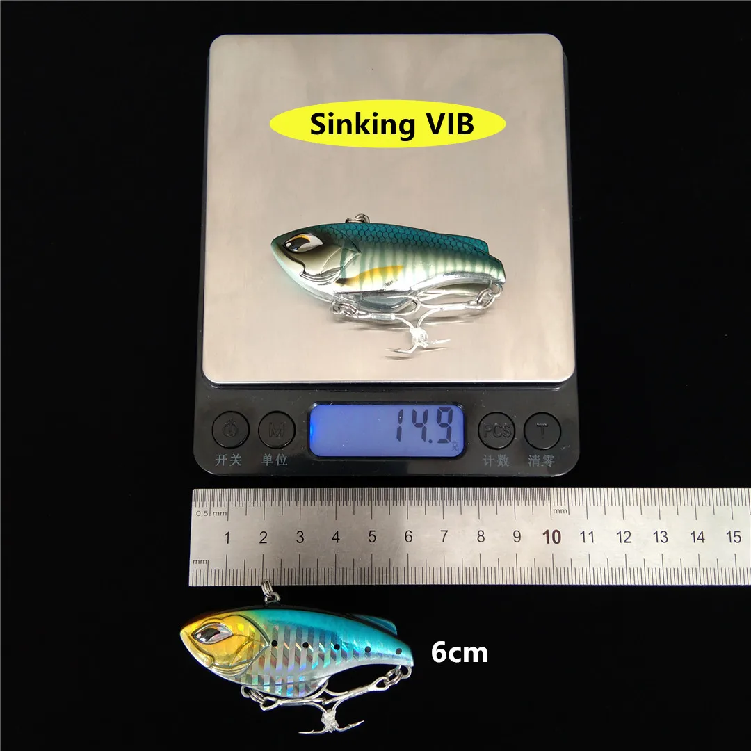Señuelos de Pesca con vibración VIB, cebos Crankbaits sin brillo, Wobblers de hundimiento de Ratlin para agua salada, cebo duro Artificial, aparejos de Pesca, 62mm, 14g - imagen 5