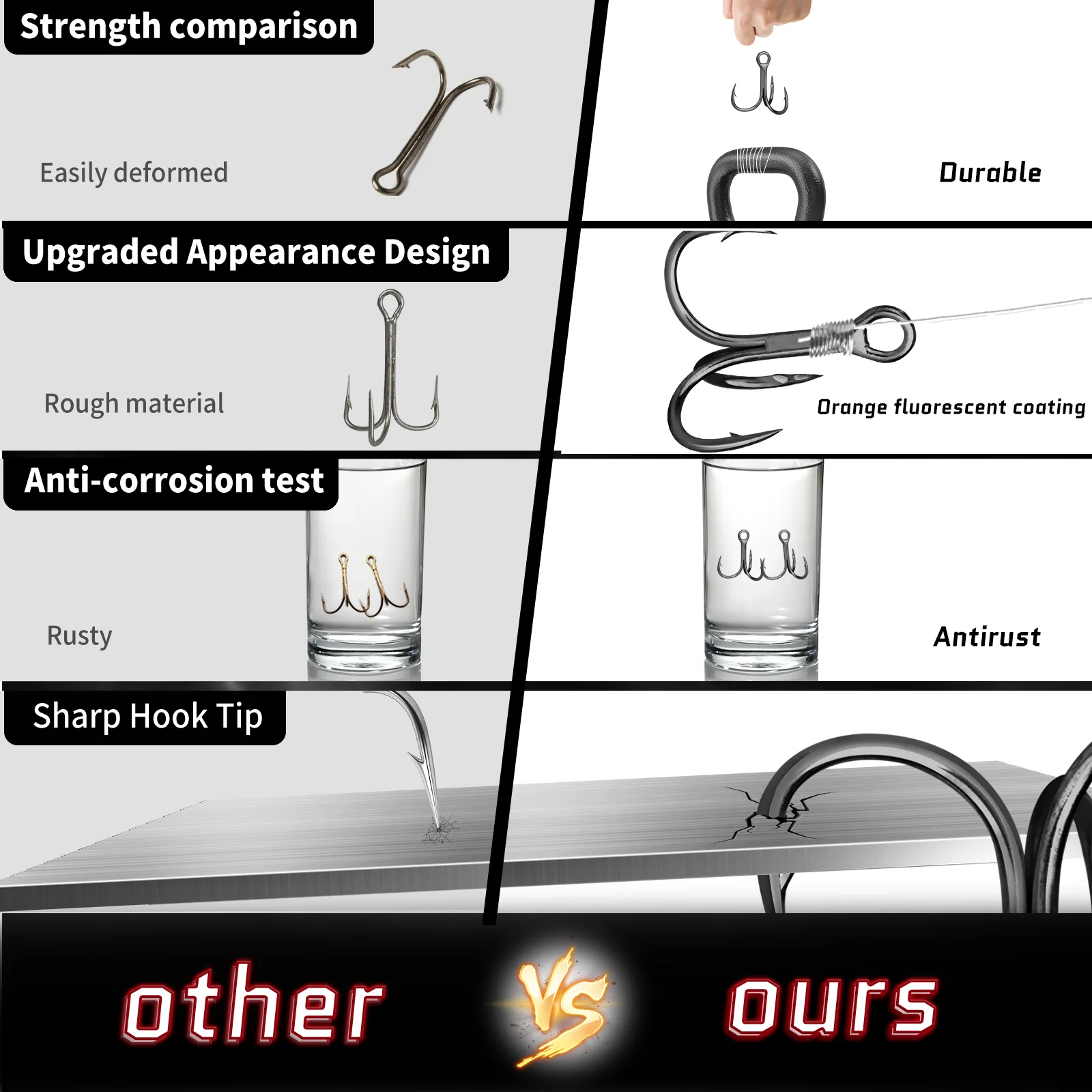 9KM 25 uds anzuelos triples de pesca 3X anzuelos triples de pesca negros fuertes gancho de repuesto fuerte para agua salada - imagen 5