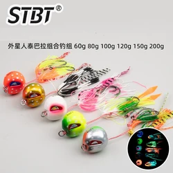 Plantilla de pesca de mar de hundimiento rápido STBT, plantilla de Metal luminosa de 20g-200g, señuelo de pesca que brilla en aguas profundas, aparejos de pesca en la curricán en alta mar