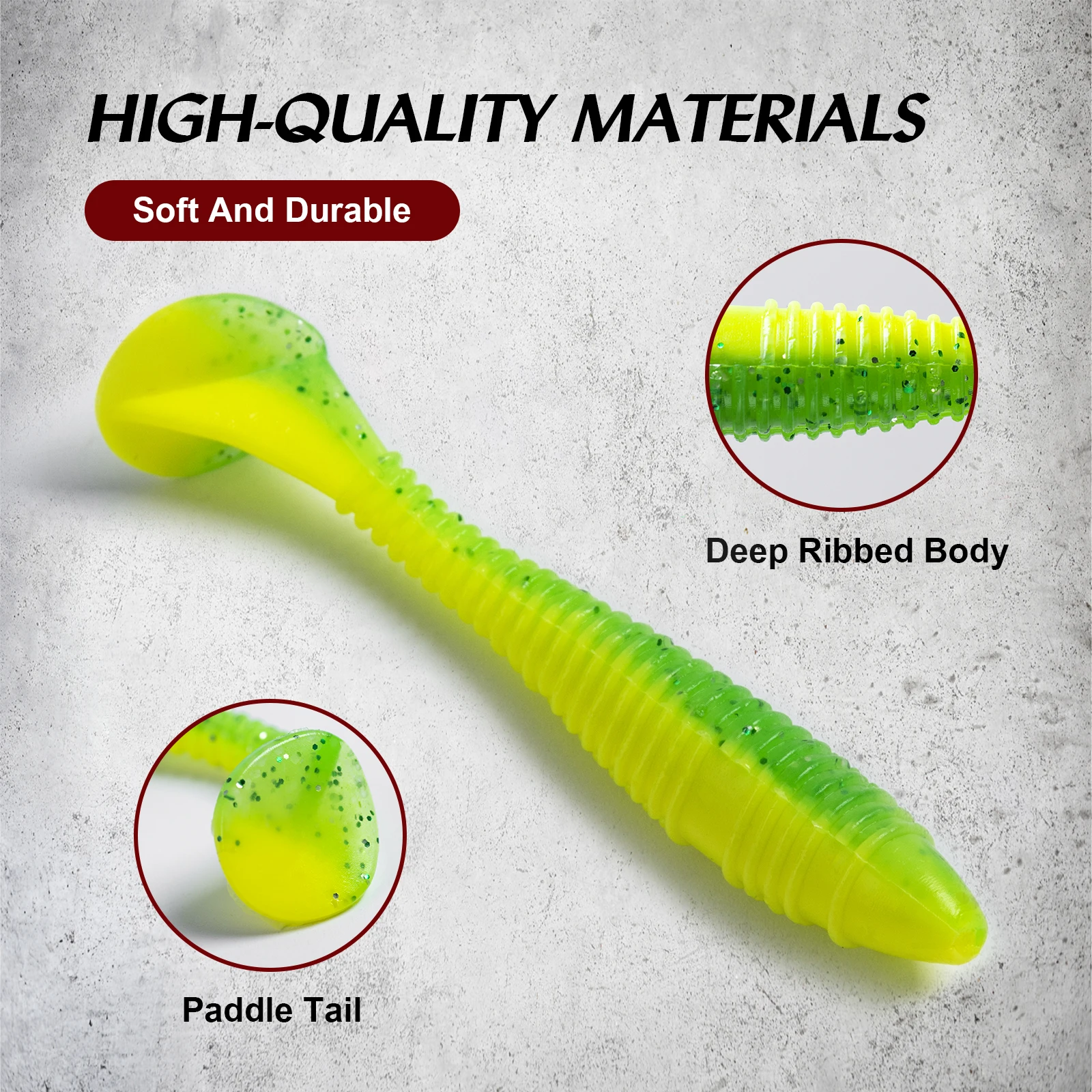 Goture-Cebo de silicona suave 20 piezas, señuelo de Pesca Artificial de 55mm y 65mm para Lucio, cola en T, Jigging - imagen 2