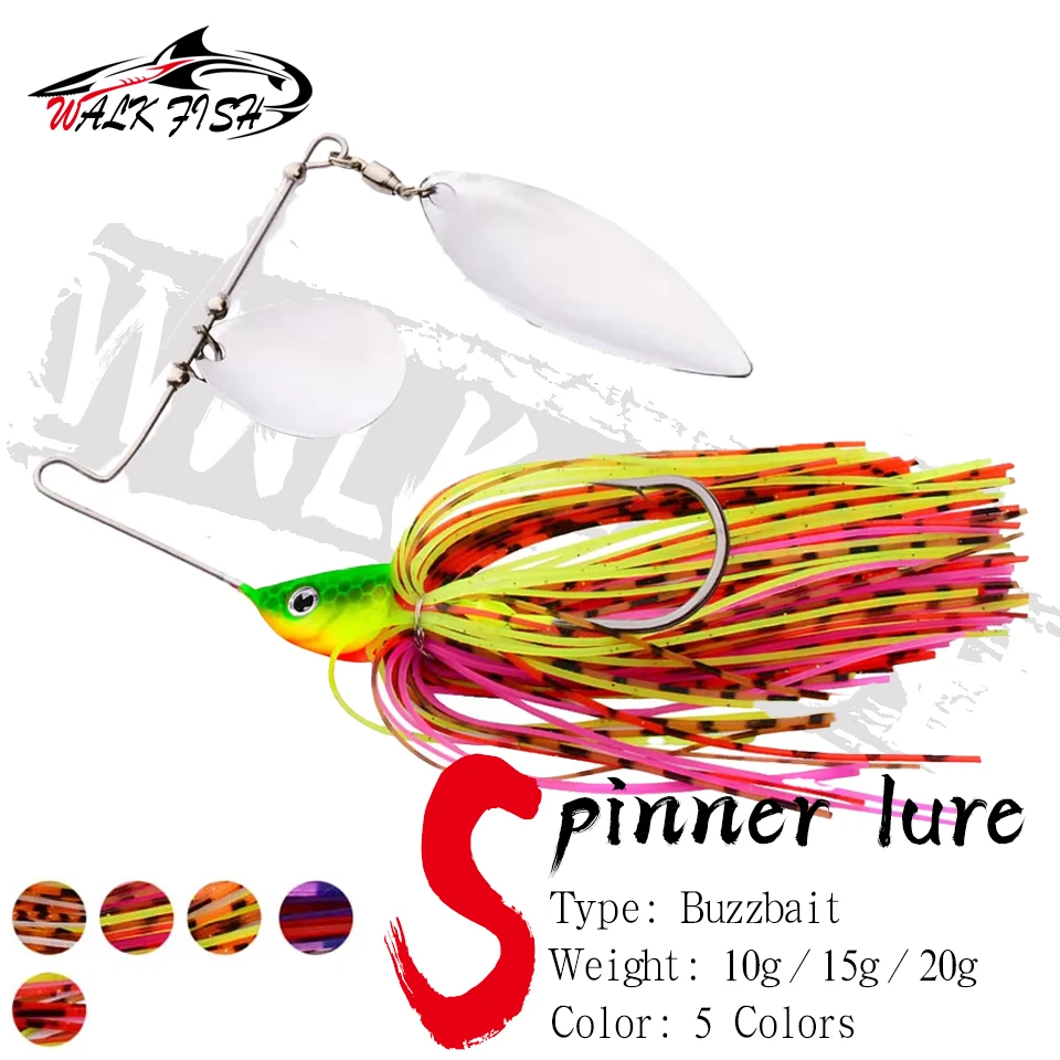 WALK FISH-señuelo de pesca de 10g, 15g, 20g, cebo giratorio, barba con flecos, muleta de aleación para hombre, Lucio, pecado, Spinnerbait