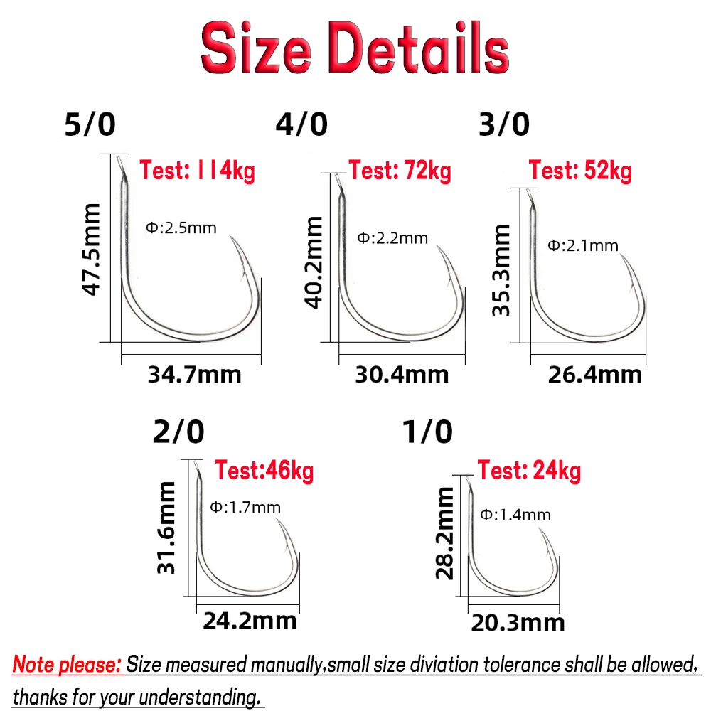 WIFREO-anzuelos de Jigging lento para agua salada, accesorio circular resistente a la corrosión, de estaño brillante, 1/0, 2/0, 3/0, 4/0, 5/0 - imagen 3