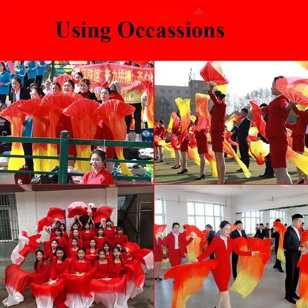 Gradient Color Belly Dancing Fan 120/150/180cm Length Multicolors Long Imitation Fan Dance Accessories Square Dancing - imagen 2