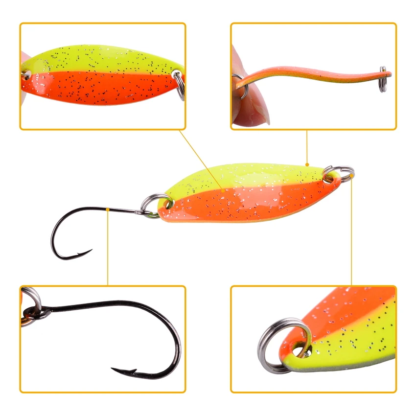 Aorace 1 Uds cuchara giratoria de Metal señuelo de pesca de trucha cebo duro lentejuelas ruido Paillette cebo Artificial pequeño Spinner de lentejuelas duras - imagen 4