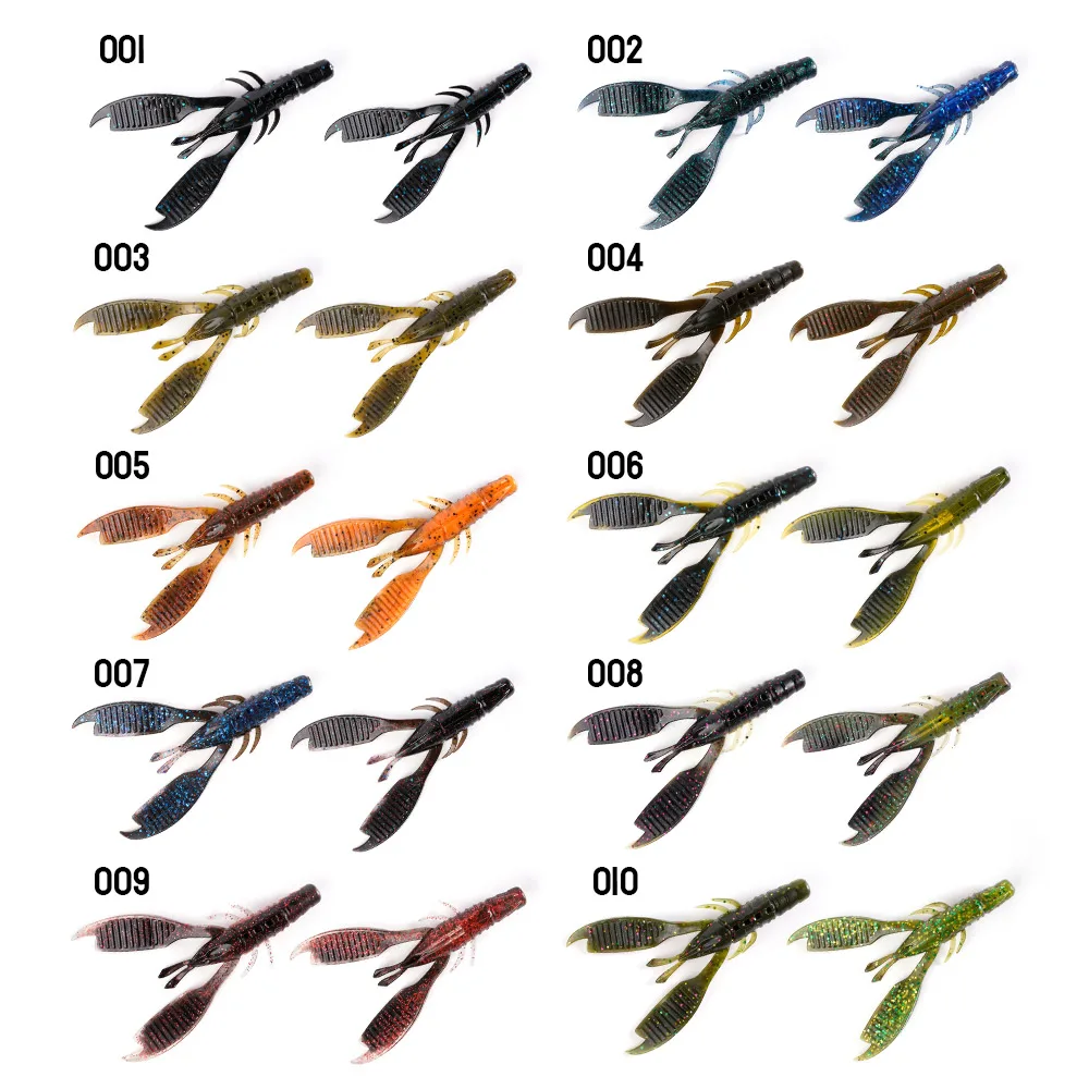 DYY Craw Flapper-señuelo suave para camarones, 10cm, 4 ", garras acanaladas pesadas, remolque de Jigging, cebo Artificial suave de silicona para pesca de lubina - imagen 5