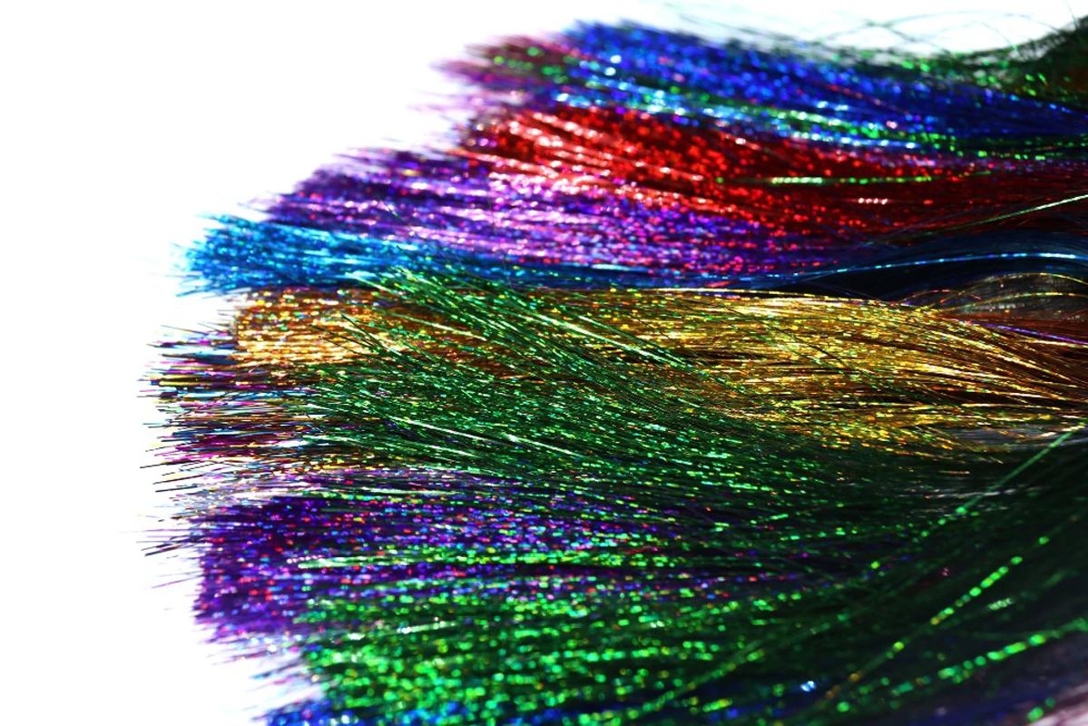 Wifreo 20 paquetes de oropel holográfico Flashabou de 0,35mm para Streamer Pike agua salada moscas grandes atado Material Krystal Flasher - imagen 5