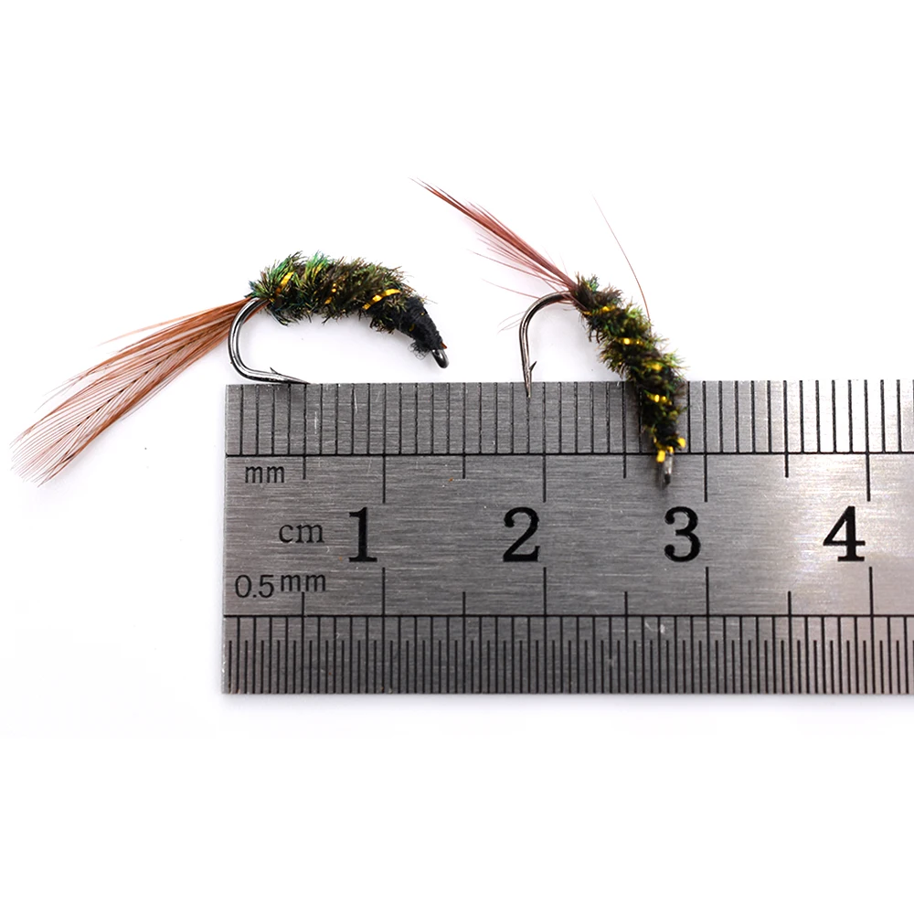 MNFT 10PCS 11 #   Cuerpo de seda de pavo real Ninfa cola de faisán mosca trucha pesca moscas secas cebo Artificial - imagen 4