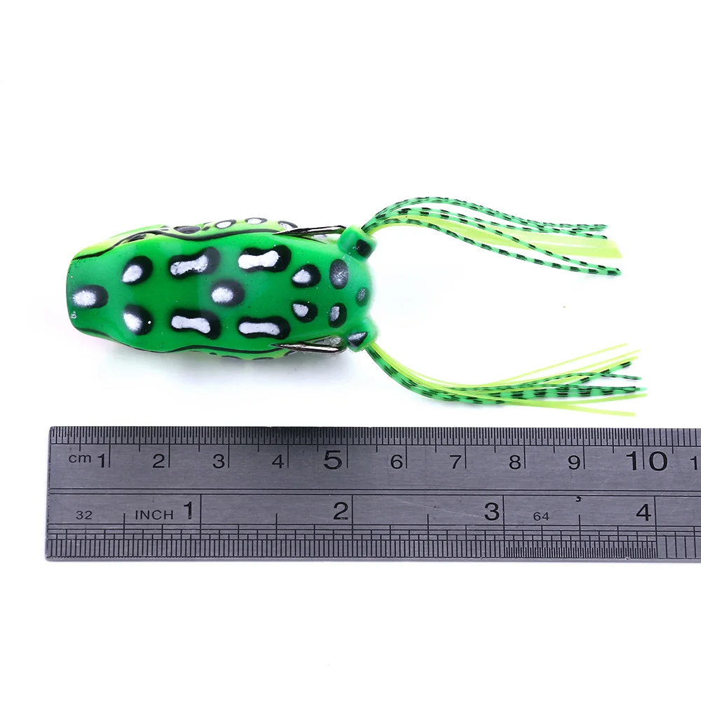 Señuelo de rana de 2 uds., cebo de tubo suave, señuelo de pesca de plástico con anzuelos de pesca, rana de rayos Topwater, ojos artificiales 3D - imagen 5