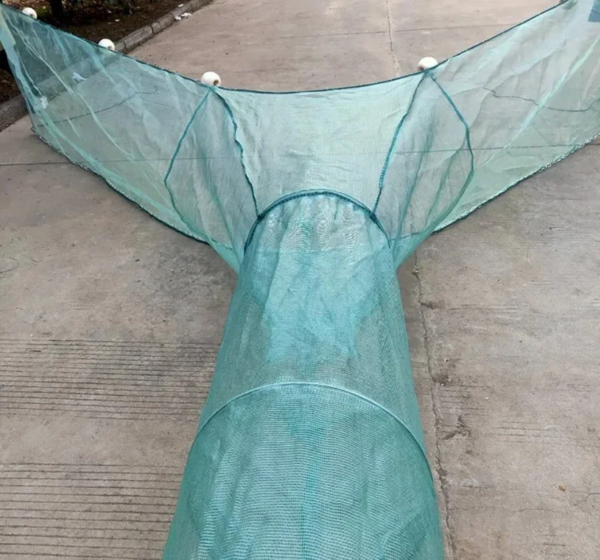 Jaula para camarones Lawaia con cadena de hierro, trampa de pesca, red, jaula de pesca plegable, flotador de espuma, malla pequeña de 2M/3M - imagen 4