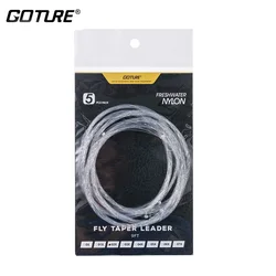 Goture-guía cónica de pesca con mosca, sedal de nailon transparente con herramientas de pesca de bucle, 9 pies/2,74 M, 0X/1X/2X/3X/4X/5X/6X/7X, 5 unids/lote por paquete