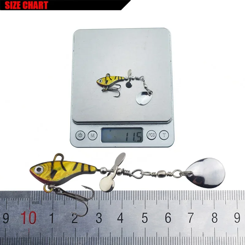 Señuelo de Pesca giratorio Vib de Metal, cuchara giratoria vibratoria, cebo Artificial, anzuelos triples, Wobblers para pics, aparejos de Pesca lubina, 1 ud. - imagen 4