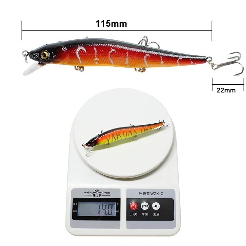 Señuelo de Pesca de piezas, cebo Artificial para pececillos, Crankbait, Wobblers, ojos 3D, perca, carpa, 11,5 cm/14g - imagen 3