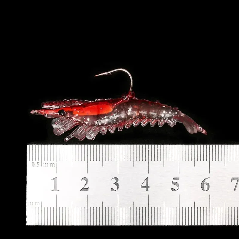 Cebo suave de camarón de simulación luminosa realista, 6cm, 3g, aparejos blandos artificiales, señuelo de pesca, lubina, accesorios de aparejos de pesca de mar - imagen 3
