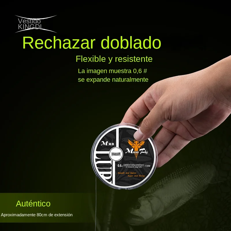 Kingdom Micro Fly 100M 150M línea de pesca trenzada PE 4 hebras 0,2 # /0.4 # /0.6 #   Distancia de fundición lejana de 9-12 libras súper rígida y fuerte - imagen 5