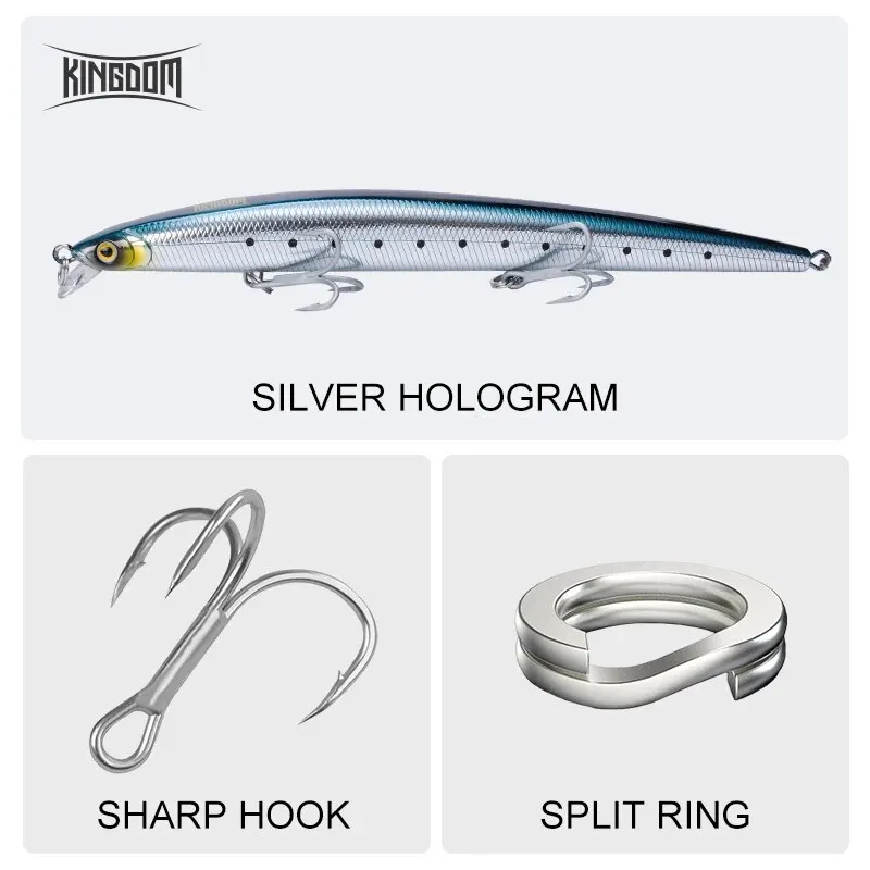 Kingdom Sea-Señuelos de Pesca de 18cm, 29g, 33g, cebos flotantes de hundimiento lento, cebos duros artificiales Wobbler, anzuelos VMC, aparejos de pesca - imagen 3