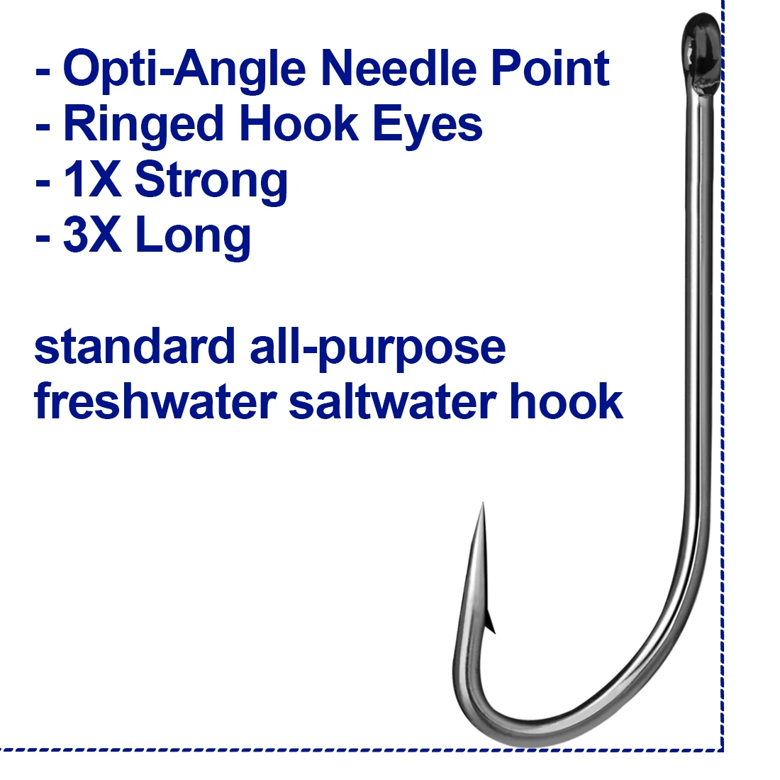 FishTrip-anzuelos de pesca de caña larga para agua salada, anzuelos de pesca de caña larga para agua dulce, 1X fuerte 3X largo - imagen 4