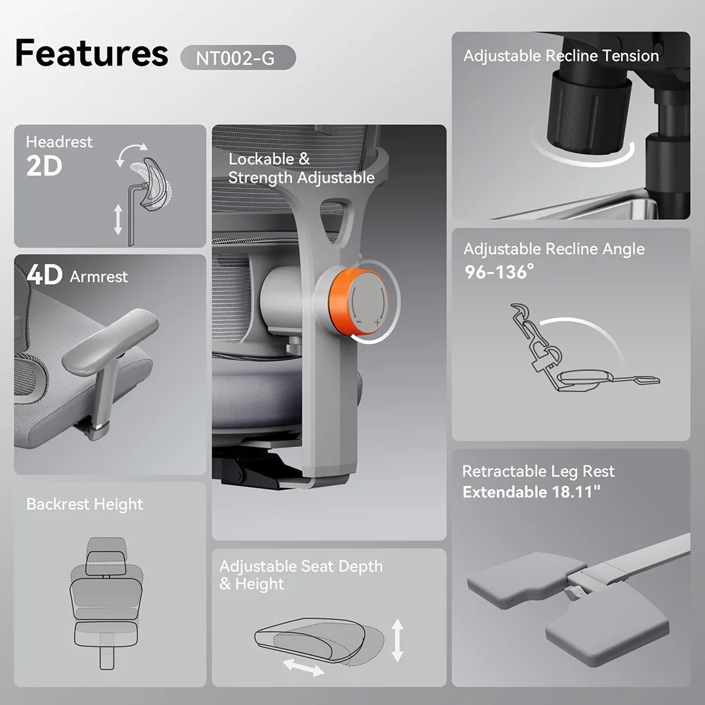 Silla ergonómica NEWTRAL NT002 con soporte lumbar adaptativo - imagen 5