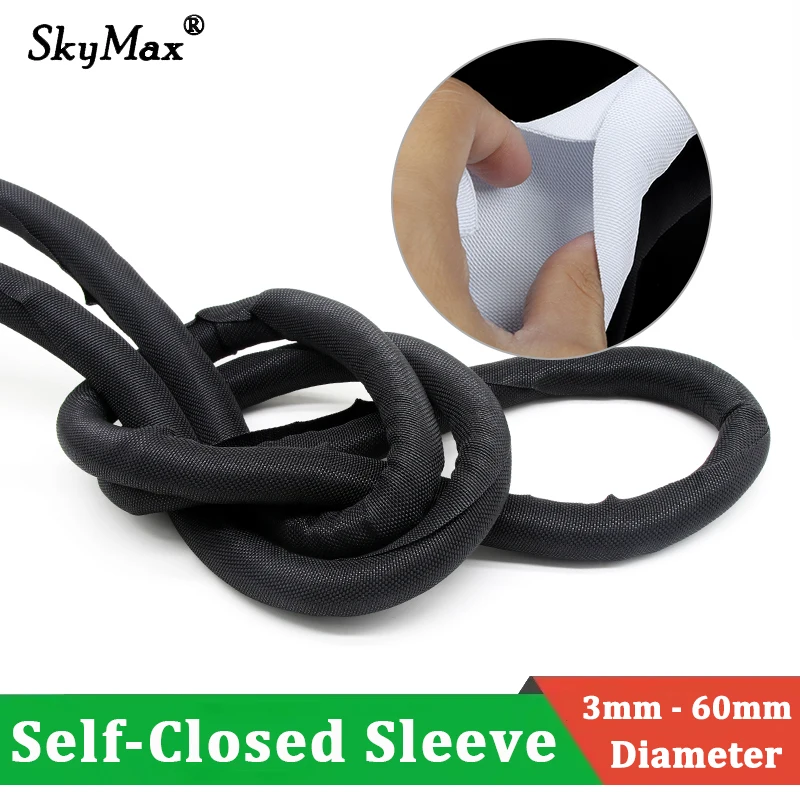 Protector de Cables Trenzado PET Autocerrable 3-60 mm - Negro y Blanco