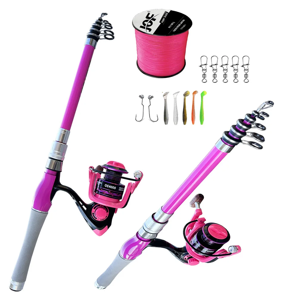 Caña de pescar telescópica portátil, 1,5-2,4 m y carrete Combo 2000 3000 4000, Kit completo con anzuelo de cebo, accesorios de pesca - imagen 2