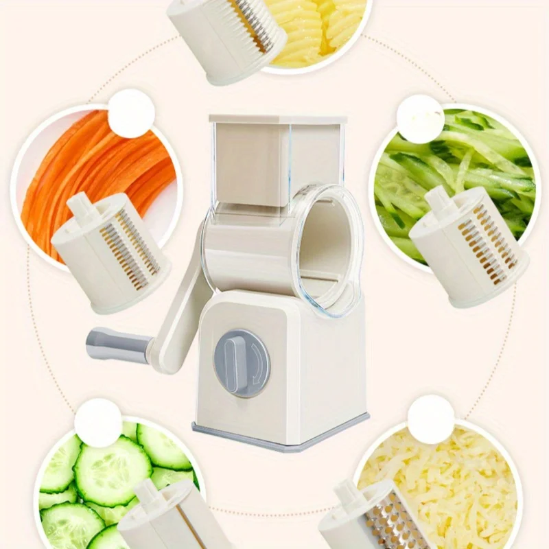 Cortador de verduras rotativo – Mandolina manual para patatas, queso y hortalizas - imagen 2