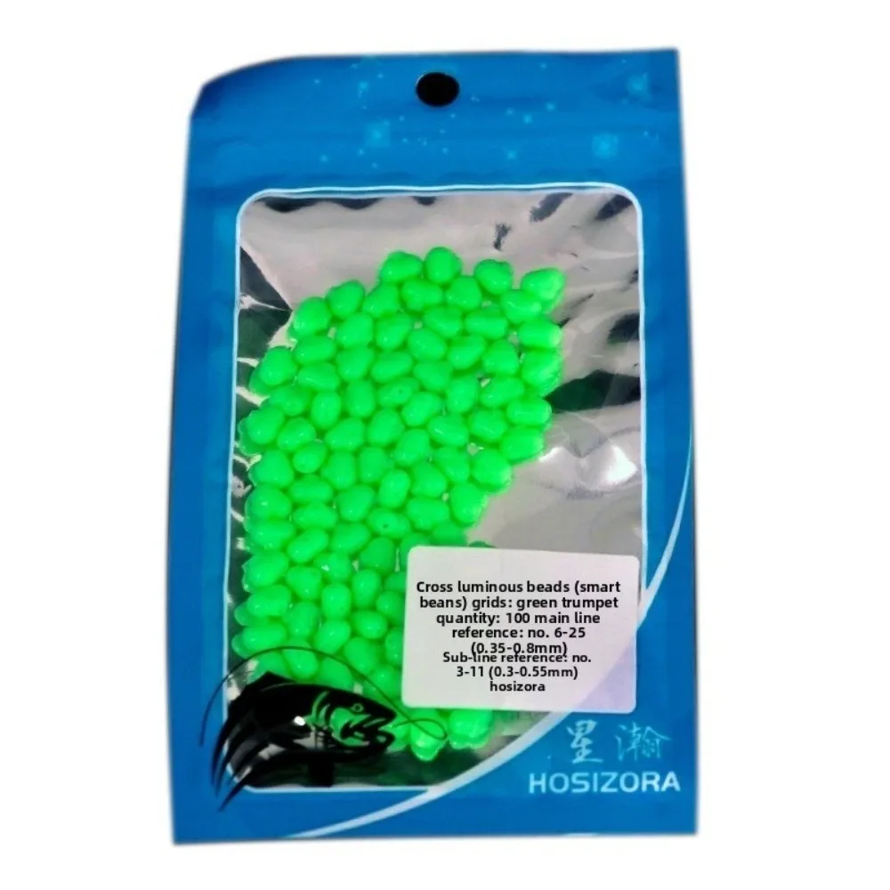 100 Uds. Aparejos de pesca con cuentas luminosas, Color blanco, anzuelos resistentes al agua salada, tamaño S/L, cuentas cruzadas, configuración de pesca