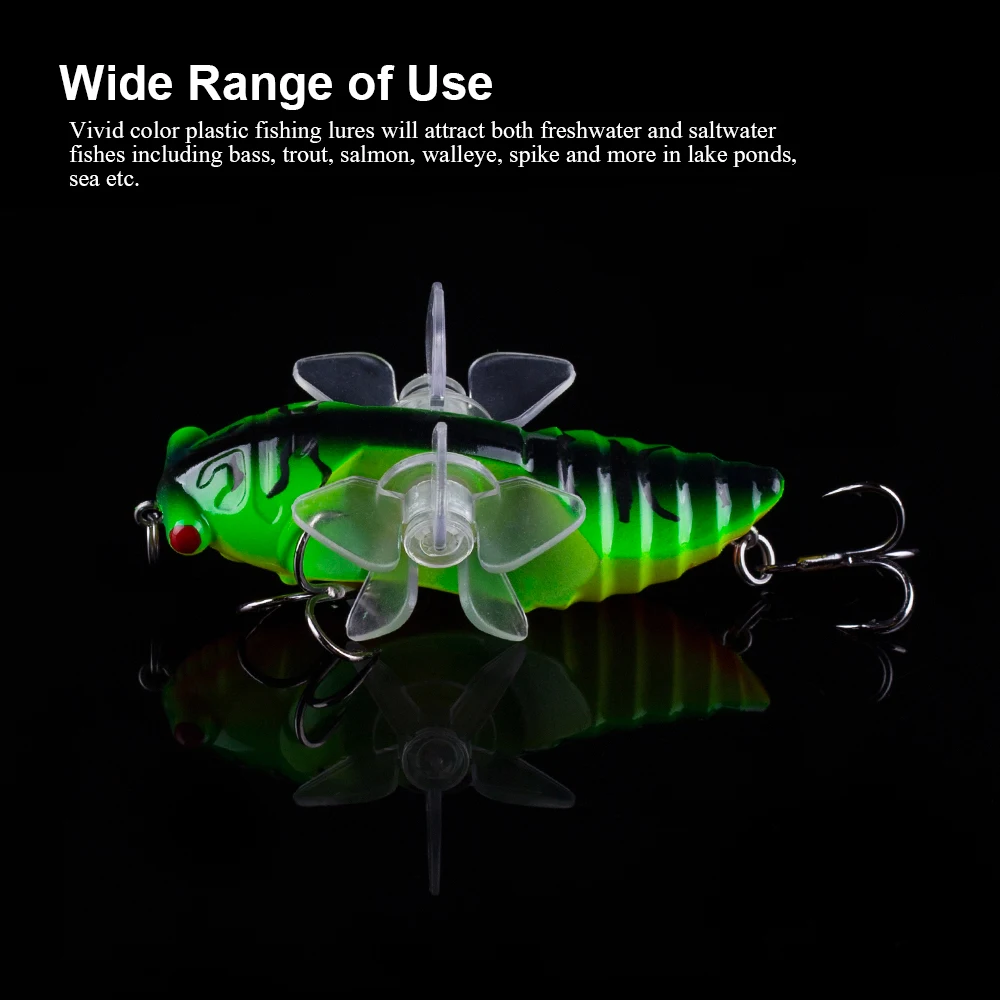 Hanlin-cebo de Cicada biónico, señuelo de Popper giratorio, ruedas de agua, cuerpo duro, Wobbler, insectos artificiales, aparejos de pesca, 75mm/15,5g - imagen 3