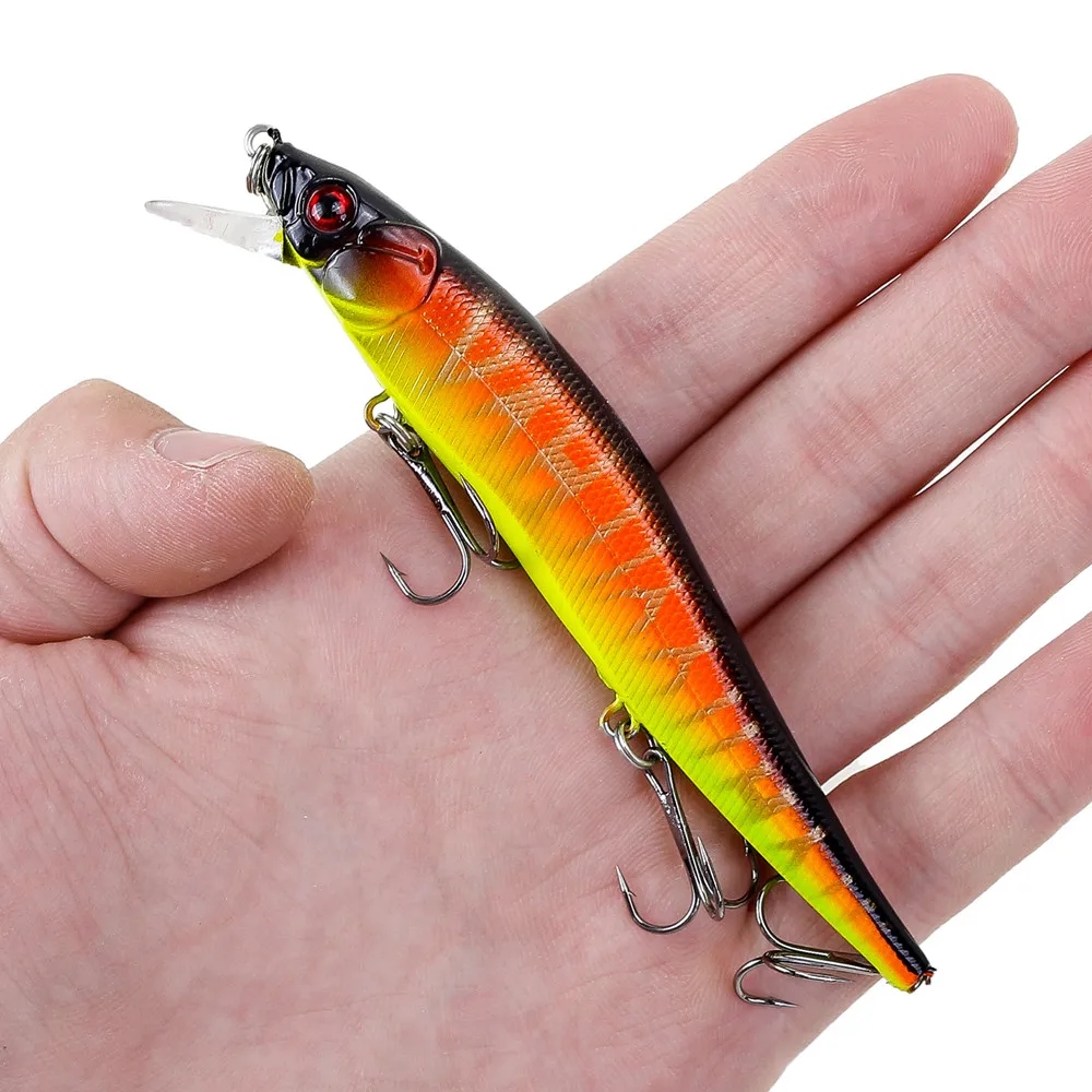 1 Uds señuelo de Pesca 115mm/14g Minnow Crankbait Wobblers ojos 3D perca cebo Artificial Lucio carpa cebo de natación Pesca - imagen 4