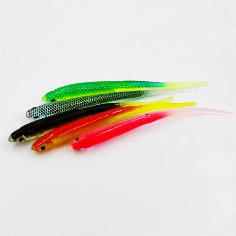 Cebo de Pesca suave de cola en T de Color arcoíris, 1 piezas, 2,2g, 10cm, Swimbait, gusano oscilante de lentejuelas, Señuelos de Pesca giratorios