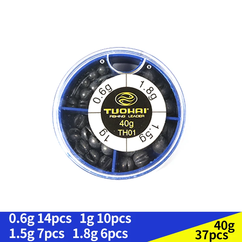 TEASER 37 Uds. Caja de plomo de tiro dividido redondo de Metal juego de plomos de peso de pesca extraíbles aparejos de pesca de hundimiento - imagen 3