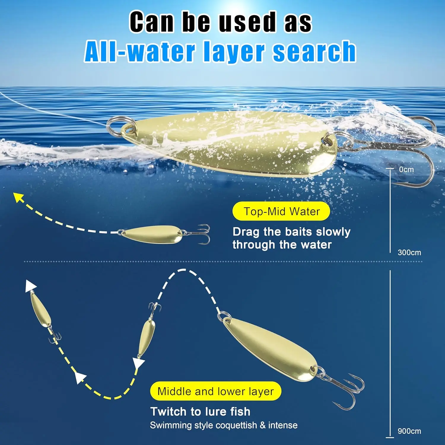 Señuelos de pesca con cuchara para pesca de trucha, Spinner de fundición, cebo de jigging de Metal, cuchara de curricán, señuelo para lubina, tipo de pez, Walleye, 5 uds. - imagen 4