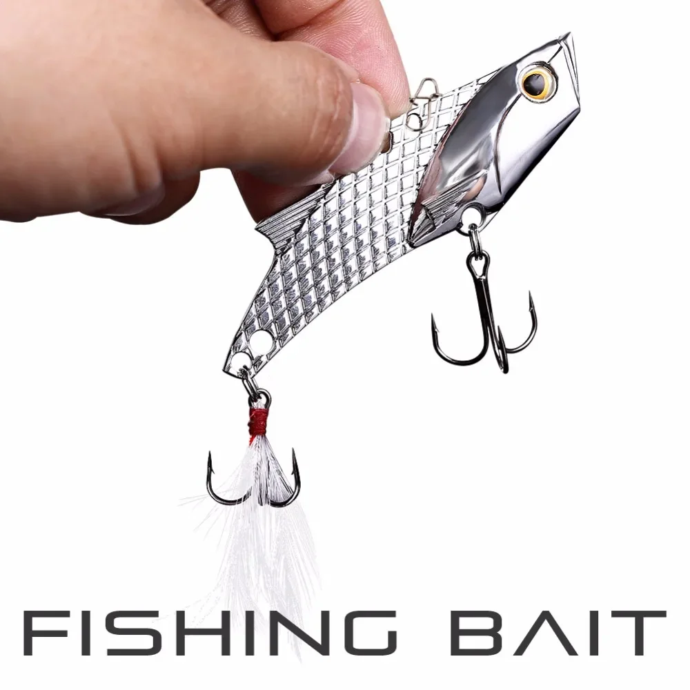 Sougayilang VIB cebos 1 pieza Metal 23g gancho de acero rico en carbono cuchara vibratoria señuelo de pesca lubina VIB herramienta de pesca Artificial - imagen 5