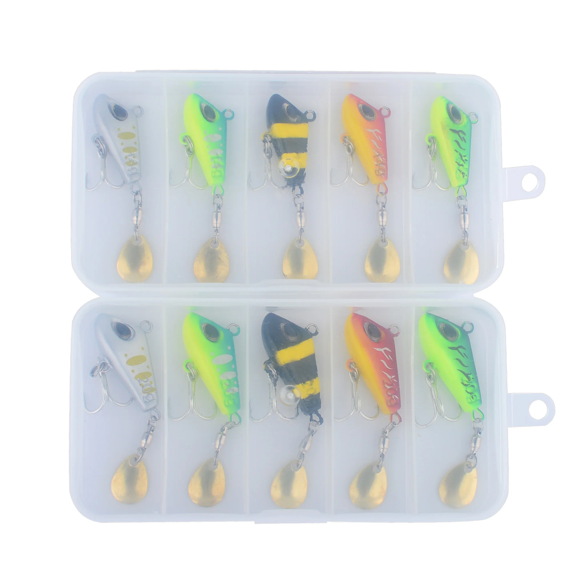 5 unids/caja cebo giratorio VIB cuchara plantilla de Metal pesca vibración aparejos hoja pesca giratoria señuelo equipo Spinnerbait - imagen 4