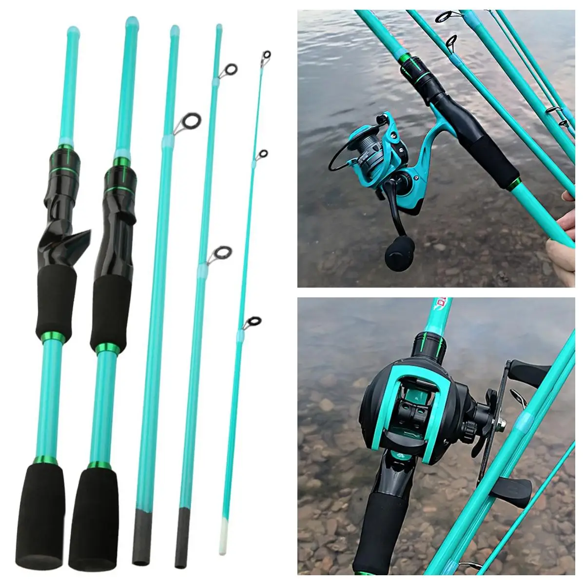 Ultralight Koolstofvezel Telescopische Lokken Hengel 1.8-2.1m met Spinning/Baitcasting Reel Combo Max Weerstand 3-8kg Pesca - imagen 2