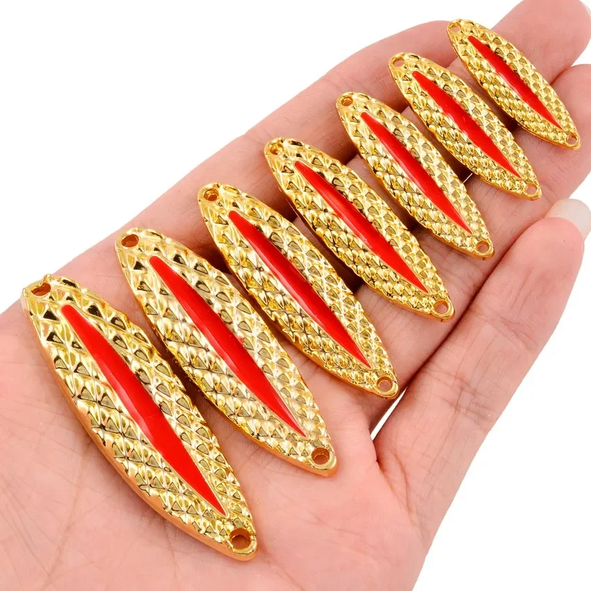 4 Uds. Señuelo de pesca de Metal luminoso cuchara 2,5g 5g 7g 10g 15g 20g cebo de pez dorado/plateado cuchara giratoria señuelos duros aparejos de pesca - imagen 4