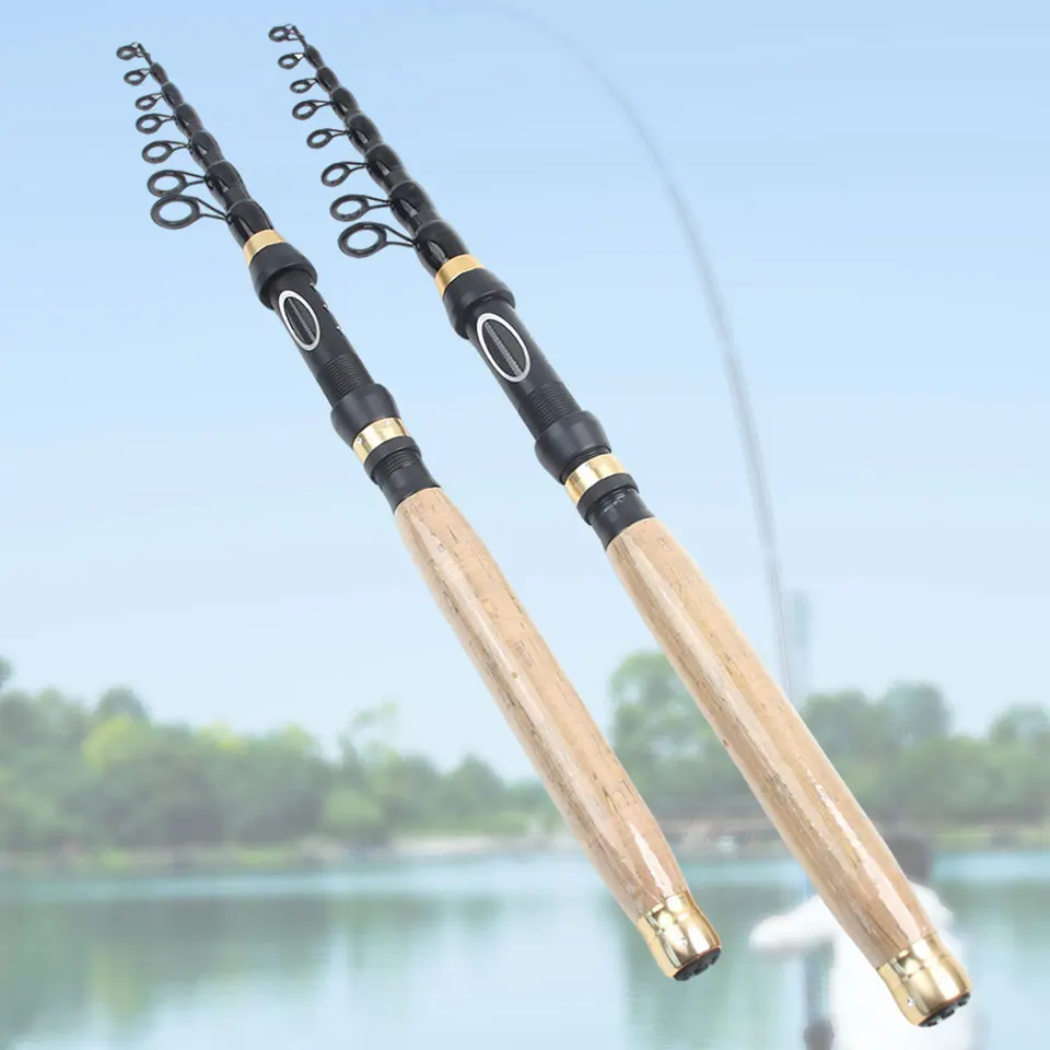 Caña de señuelo telescópica: práctico material de carbono portátil, universal para agua dulce, agua salada, caña de pescar de todas las aguas