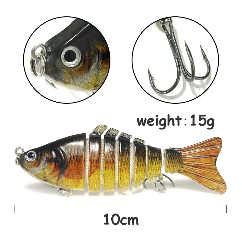 Cebo artificial duro empalmado de 7 secciones, cebo curvo biomimético, dispositivo mecedora que se hunde, accesorios de pesca de plástico marino - imagen 3