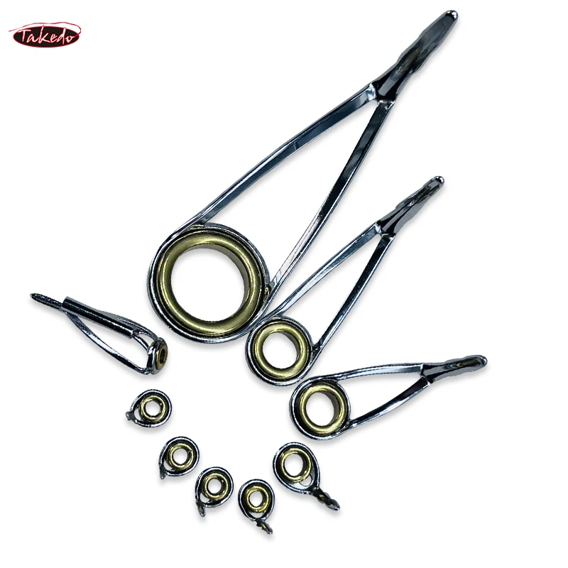 TAKEDO TN28 9 unids/caja guías de caña de pescar de acero inoxidable dos patas serie K marco fuerte guías de caña de pescar luz giratoria - imagen 4