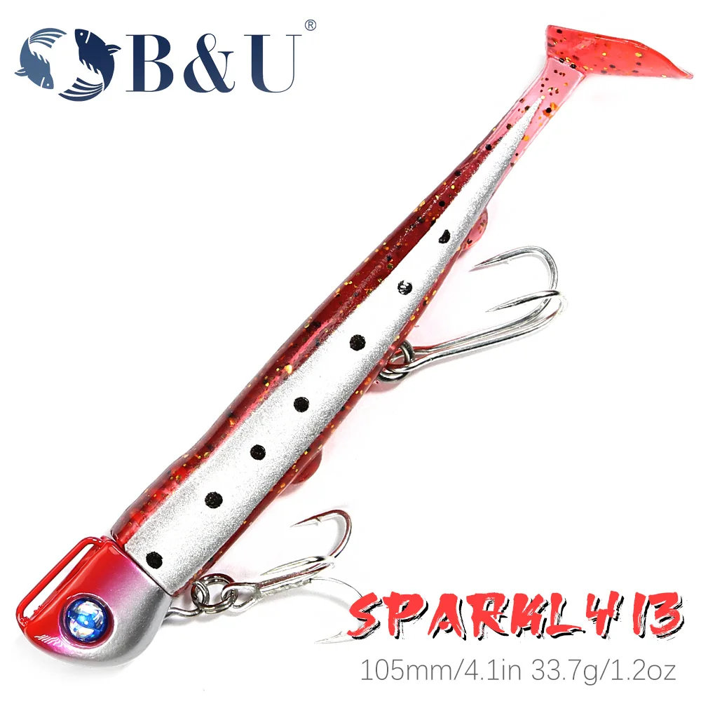 B & U SAND EEL 33G agua salada suave señuelo de pesca cola Jig Head gancho Minnow cebo Artificial lubina Swimbait aparejos