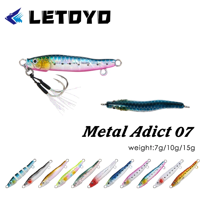 LETOYO-señuelo de pesca giratorio Artificial, cebo de pesca Jigging de orilla Micro Jig, Jigging de Japón, plantilla de salto de Metal, fundición de trucha, pececillo, 7g, 10g, 15g - imagen 2