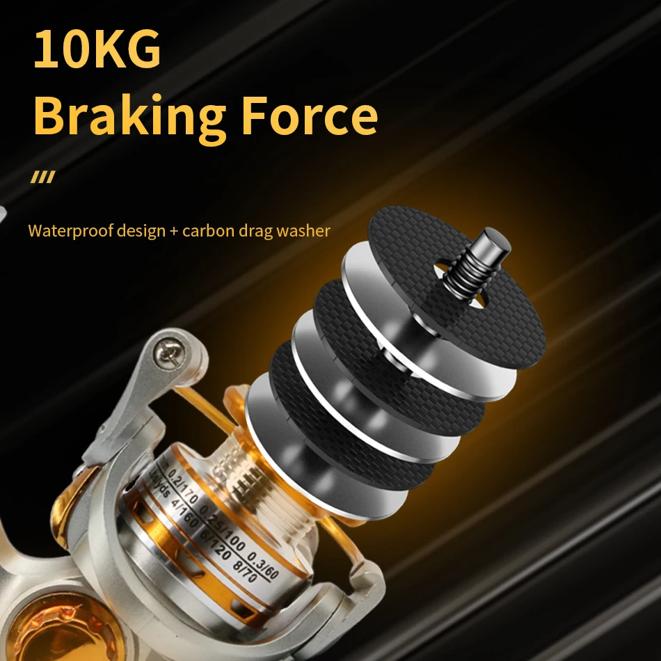 Carrete giratorio de metal de alto rendimiento GW para pescar, con fuerza de frenado de 10 kg y diseño liviano - imagen 5