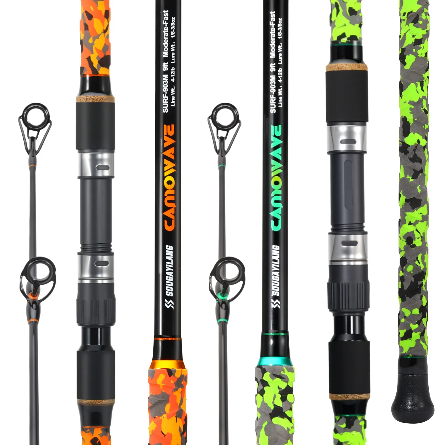 Sougayilang-caña tipo bala de 3 secciones, 2,7 M, 3,0 M, 3,3 M, 3,6 M, caña giratoria M MH, Max 6-17lb, señuelo, aparejos de pesca
