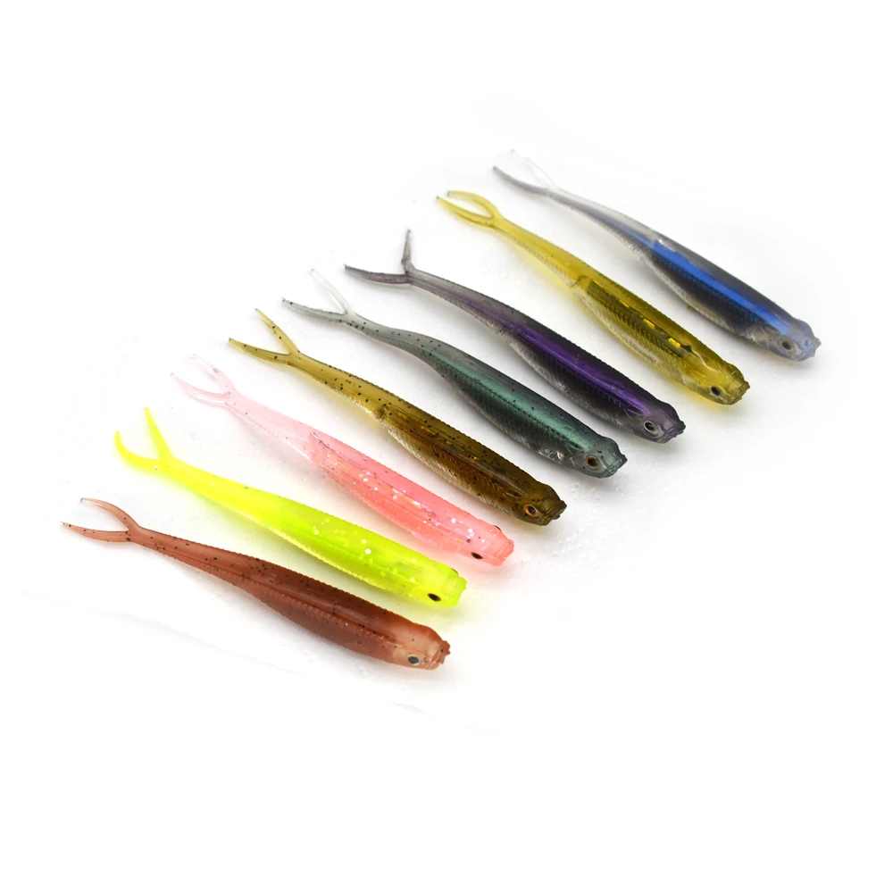 MNFT-señuelo de silicona suave para pesca, gusano de pesca, Swimbaits, paleta de cola de sábalo, paleta de pececillo, 7,5 cm, 1,8g - imagen 3