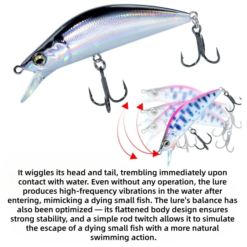 Swolfy, 1 unidad, 50mm, 4,7g, 65mm, 8,2g, Señuelos de Pesca Minnow, Wobblers artificiales, cebo duro, aparejos de pesca Jerkbait - imagen 3