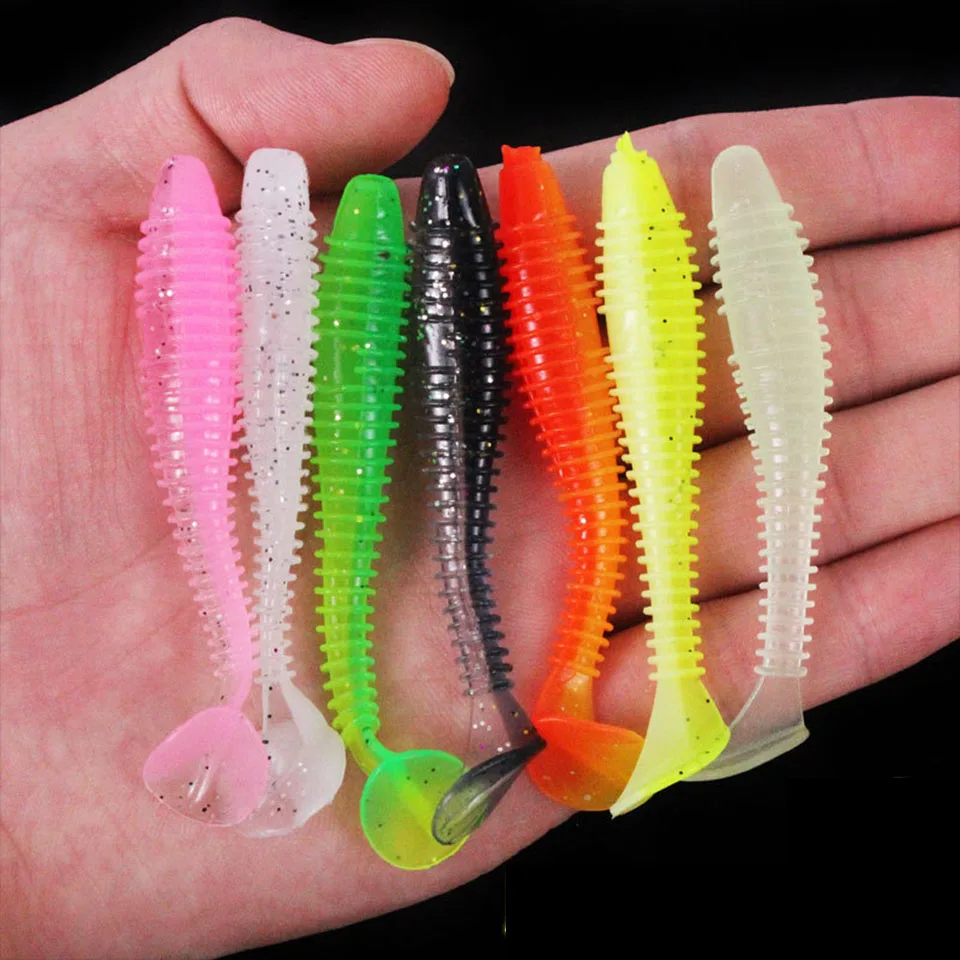 WALK FISH 10 Uds. Señuelos blandos, cebos de gusanos de silicona, 4,5 cm, 5,5 cm, 6,5 cm, 7cm, 7,5 cm, Jigging Wobblers, Señuelos de Pesca, Swimbaits artificiales - imagen 5