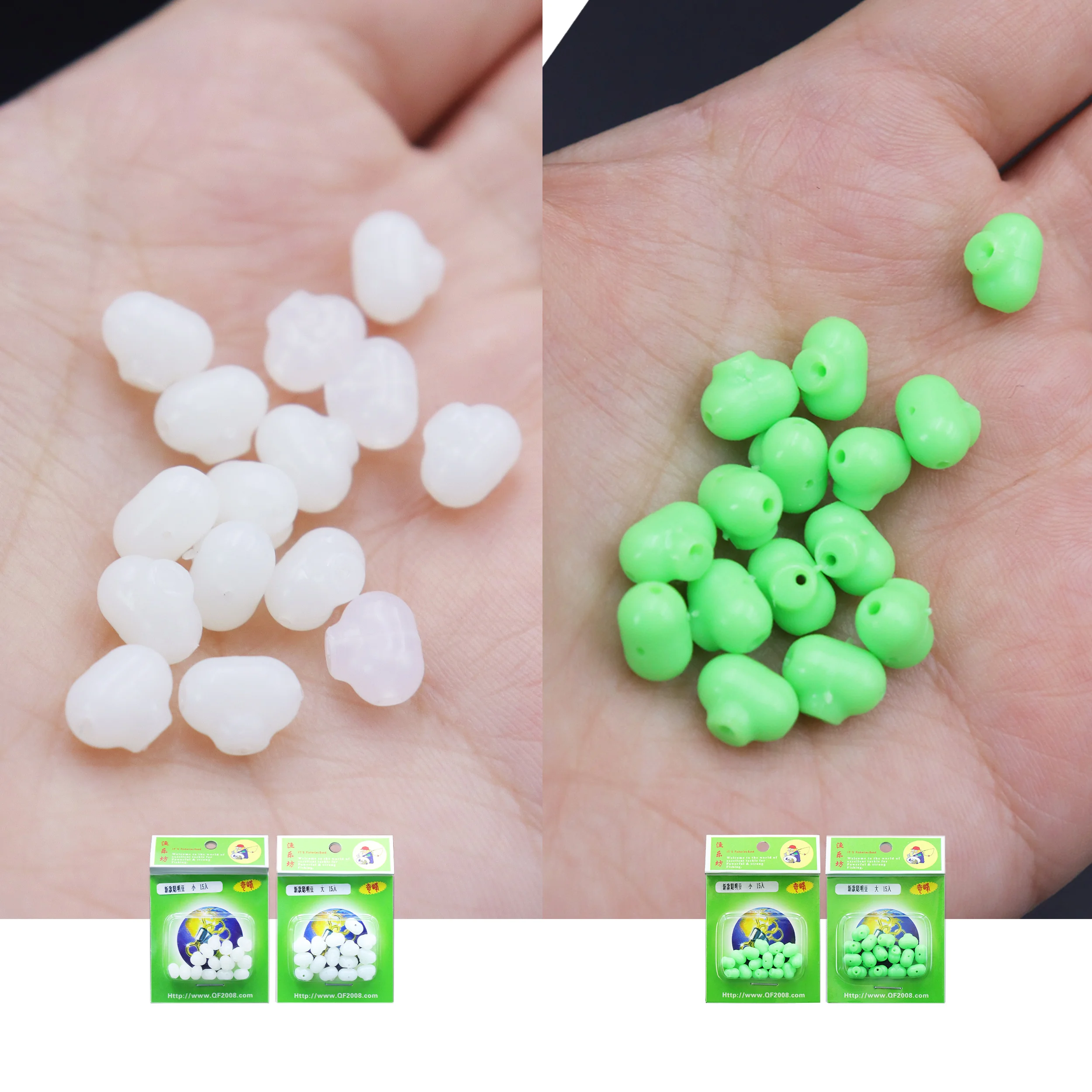 ZYZ 15 unids/caja aparejos de pesca cuentas cruzadas antienredos S/L blanco luminoso cuerda de pesca de agua salada anzuelos accesorios cuentas - imagen 4