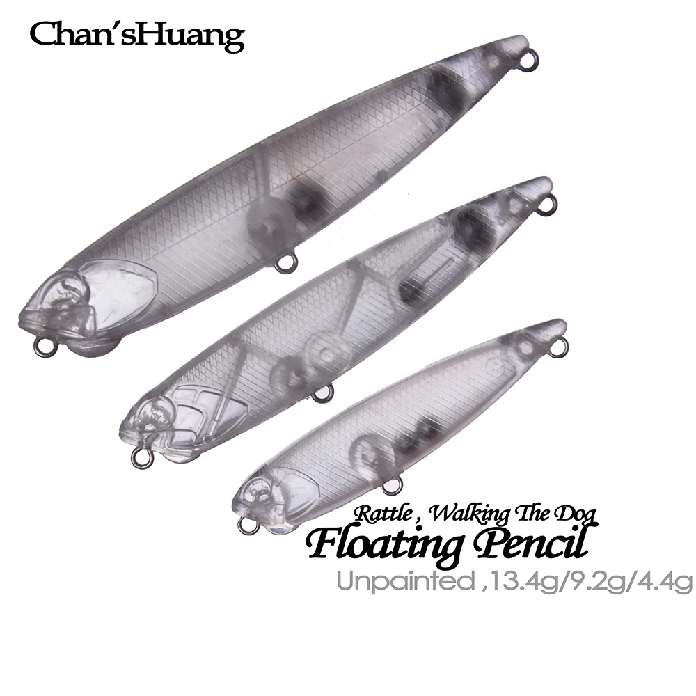 Chan'sHuang 20 piezas cebo en blanco sin pintar 65MM/85MM/10MM lápiz flotante caminar DIY hecho a mano aparejos de señuelo de pesca Artificial